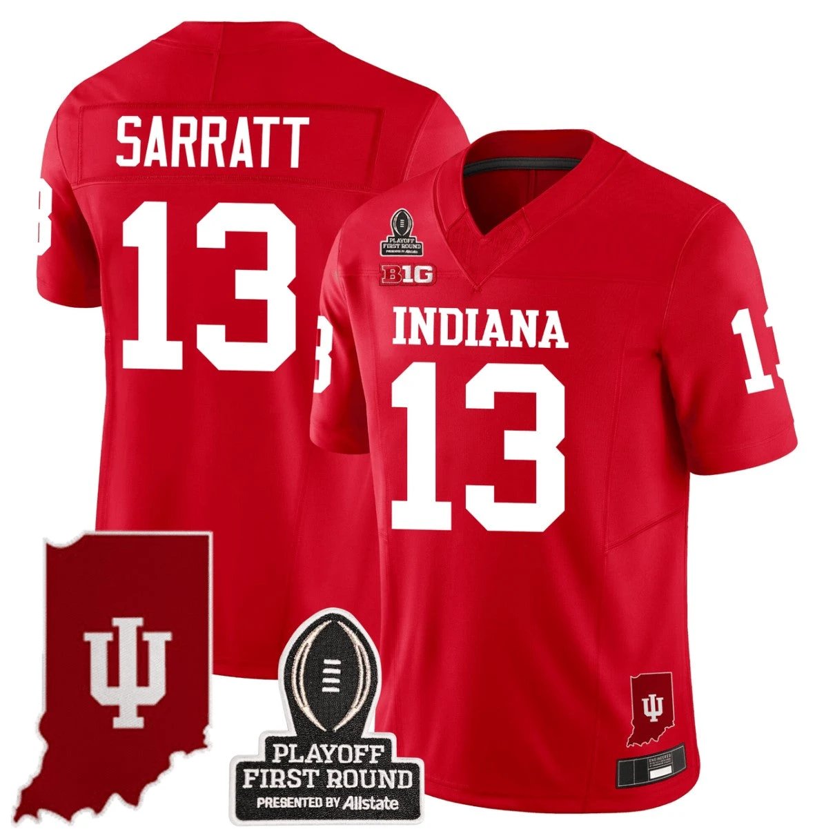 Elijah Sarratt Jersey #13 Indiana Hoosiers CFP First Round Patch Football Red by NCAA Football Jersey