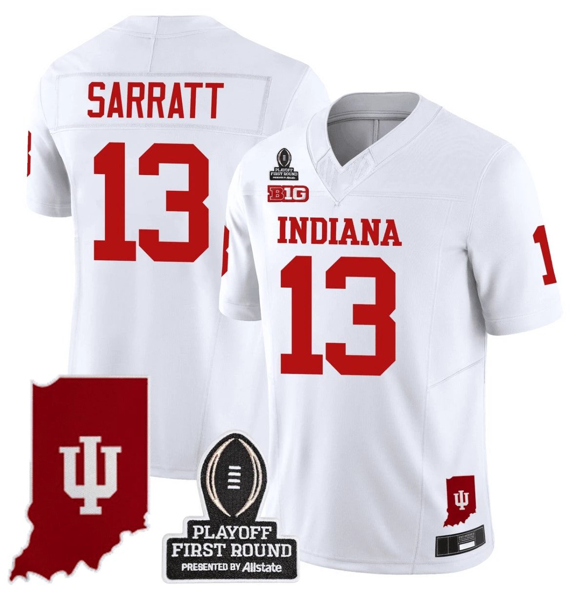 Elijah Sarratt Jersey #13 Indiana Hoosiers CFP First Round Patch Football White by NCAA Football Jersey