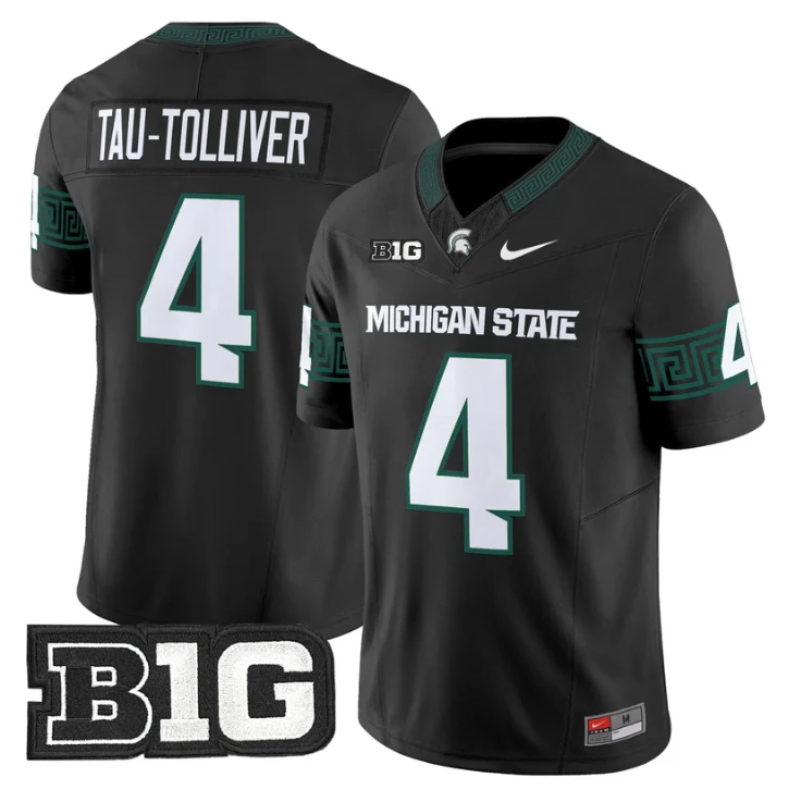Elijah Tau-Tolliver Jersey #4 Michigan State Spartans 2025 Stitched Black by My Store NCAA Football Jerseys
