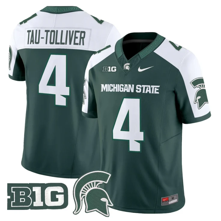 Elijah Tau-Tolliver Jersey #4 Michigan State Spartans 2025 Stitched Green Alter by My Store NCAA Football Jerseys
