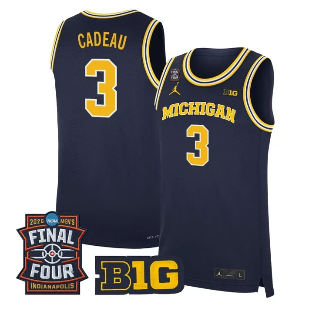 Elliot Cadeau Jersey #3 Michigan Wolverines 2026 Final Four Stitched Navy by My store basketball
