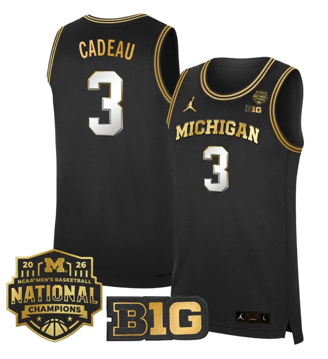 Elliot Cadeau Jersey #3 Michigan Wolverines 2026 National Champions Stitched by My store basketball