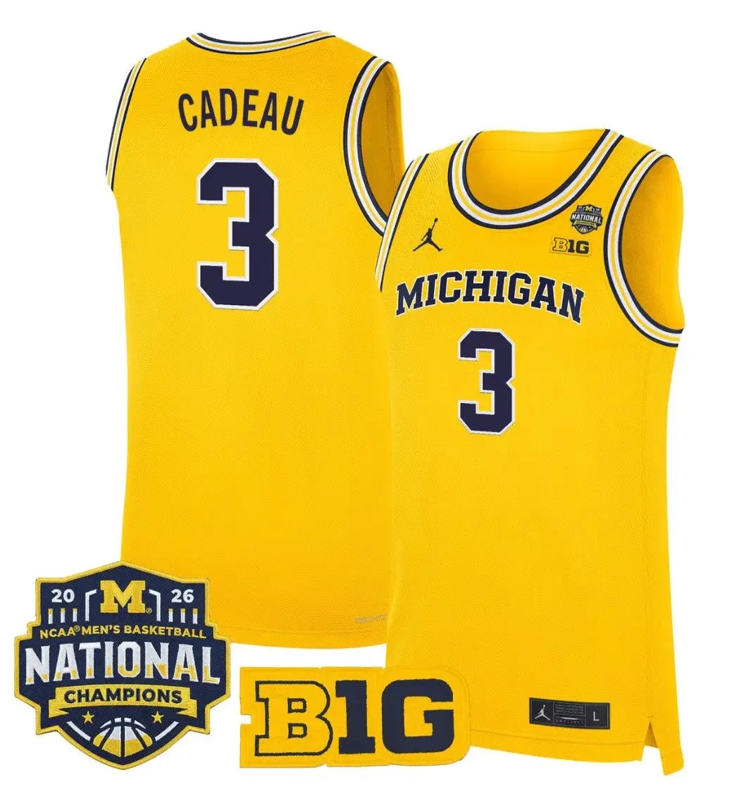 Elliot Cadeau Jersey #3 Michigan Wolverines 2026 National Champions Stitched by My store basketball