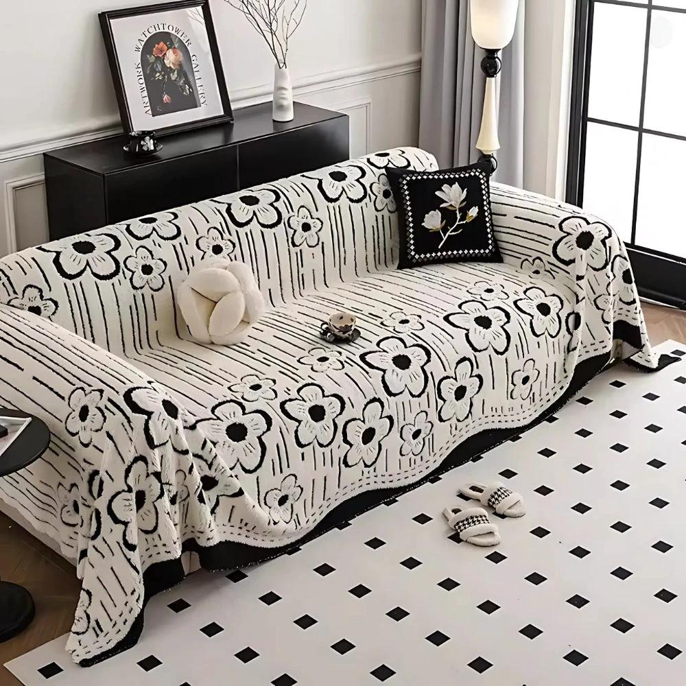 Embroidered Flower Soft Sofa Cover by Casa & Beyond