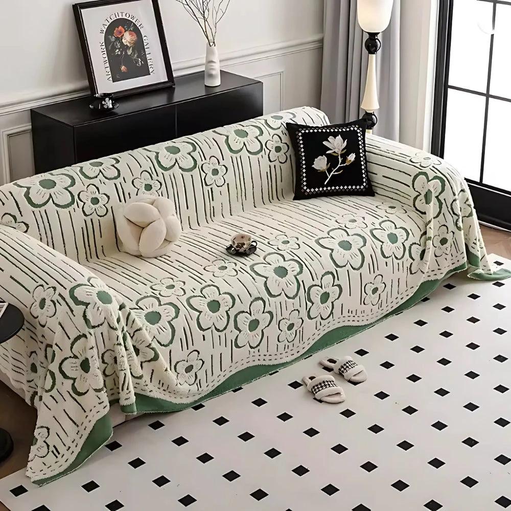 Embroidered Flower Soft Sofa Cover by Casa & Beyond