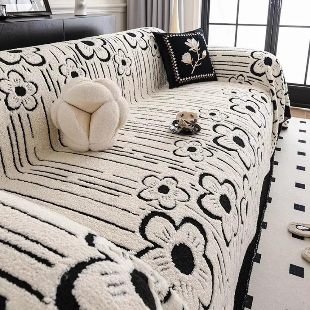 Embroidered Flower Soft Sofa Cover by Casa & Beyond