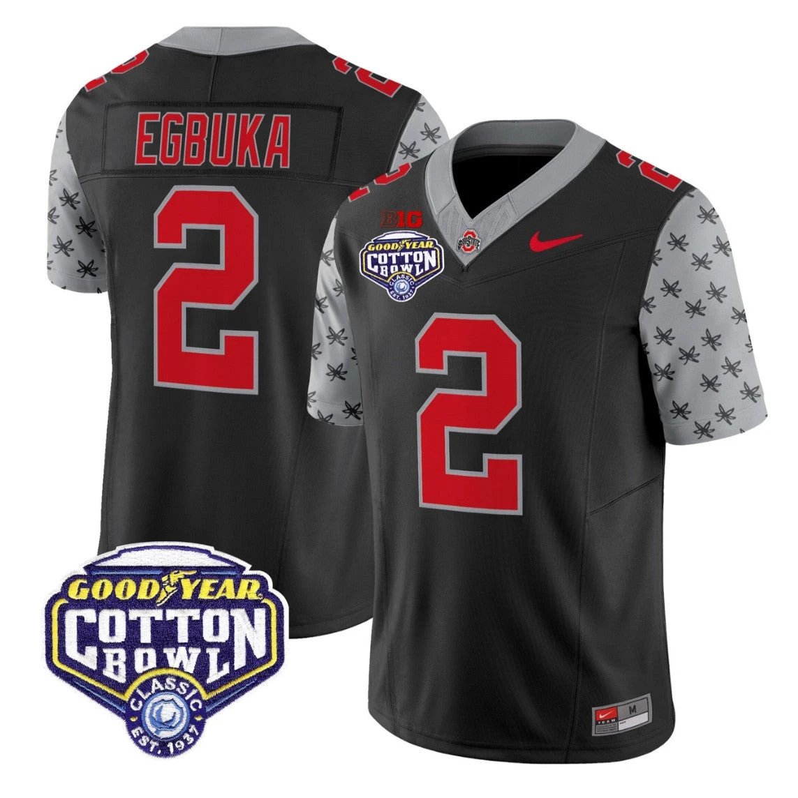 Emeka Egbuka Jersey #2 Ohio State 2025 Cotton Bowl Patch Stitched Black by NCAA Football Jersey