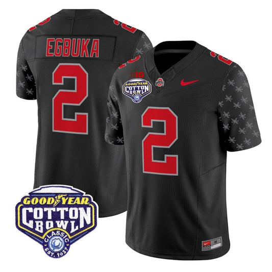 Emeka Egbuka Jersey #2 Ohio State 2025 Cotton Bowl Patch Stitched Black Limited by NCAA Football Jersey