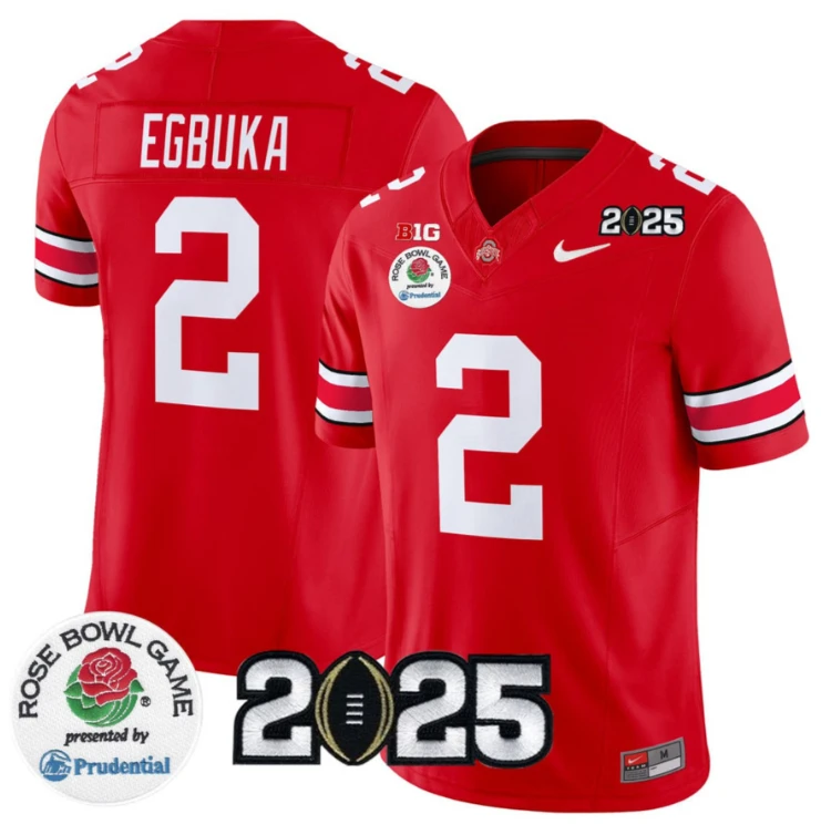Emeka Egbuka Jersey #2 Ohio State Buckeyes Rose Bowl 2025 Football Scarlet by My Store