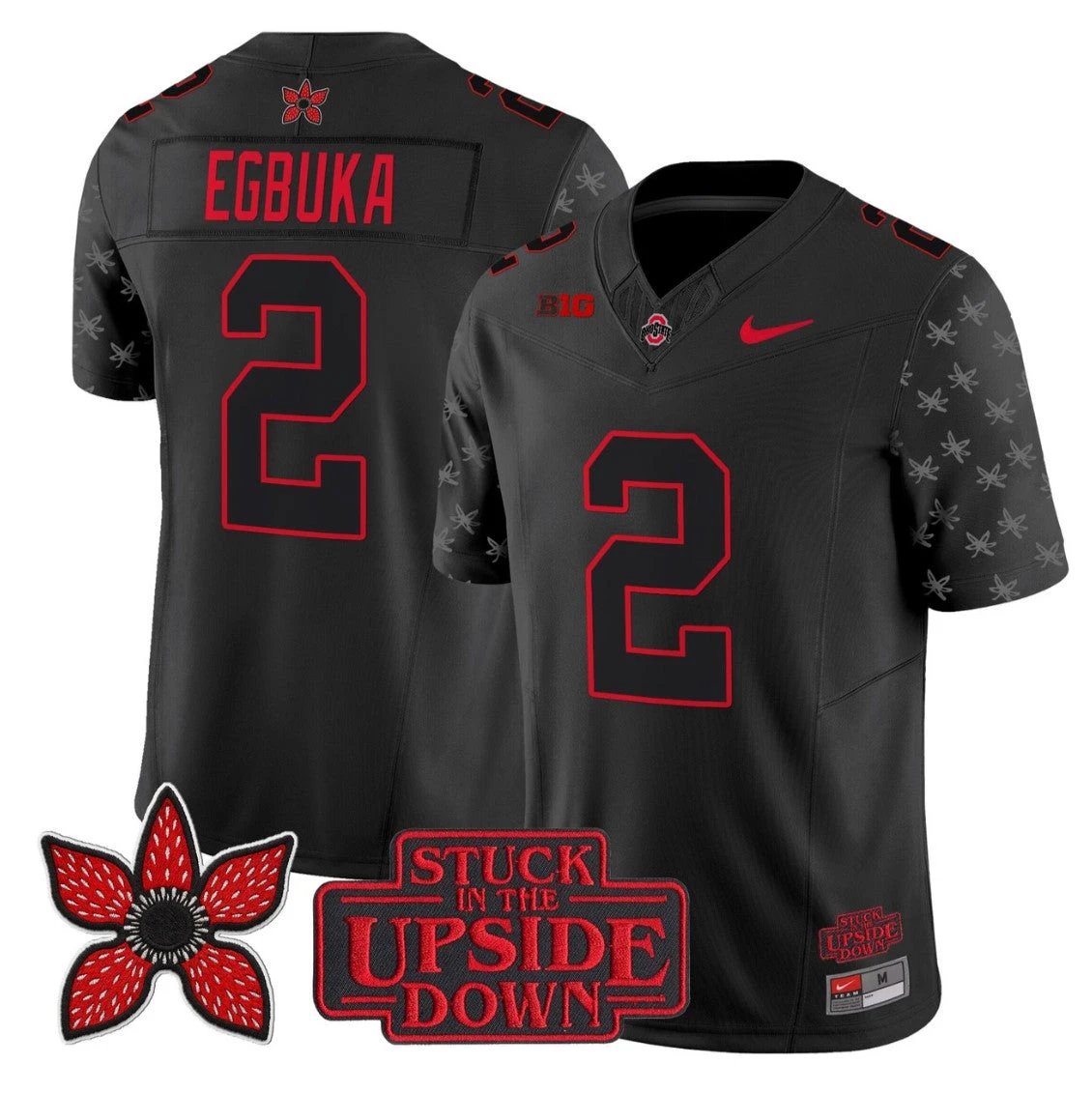 Emeka Egbuka Jersey #2 Ohio State Buckeyes Stranger Things Edition Stitched by NCAA Football Jersey