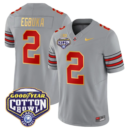 Emeka Egbuka Jersey #2 Ohio State 'Heritage Stripe' Cotton Bowl Gray by My Store