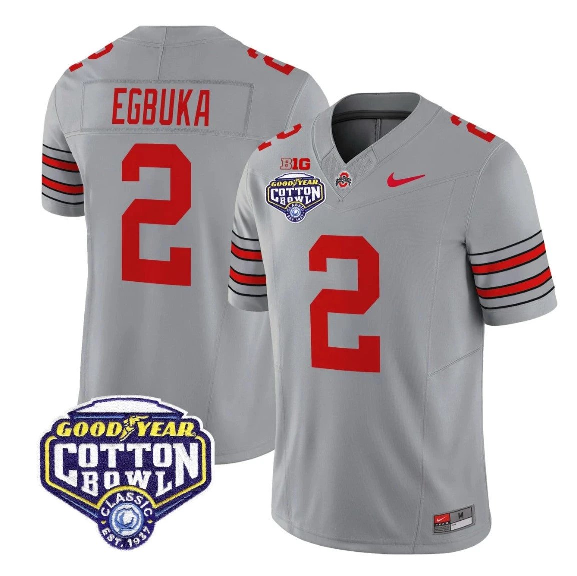 Emeka Egbuka Jersey #2 Ohio State Heritage Stripe 2025 Cotton Bowl Stitched by My Store NCAA Football Jerseys