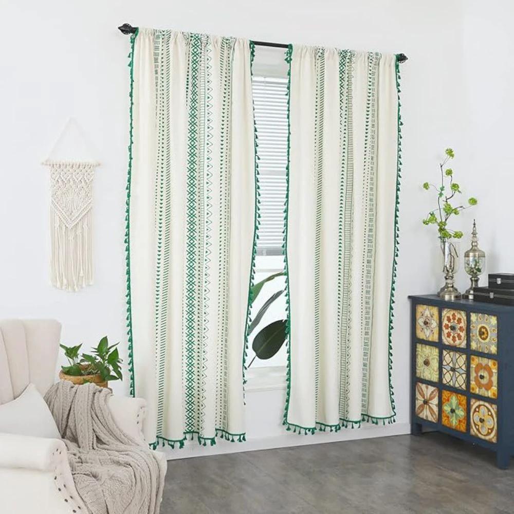 Emerald Tribe Boho Tassel Curtain by Casa & Beyond