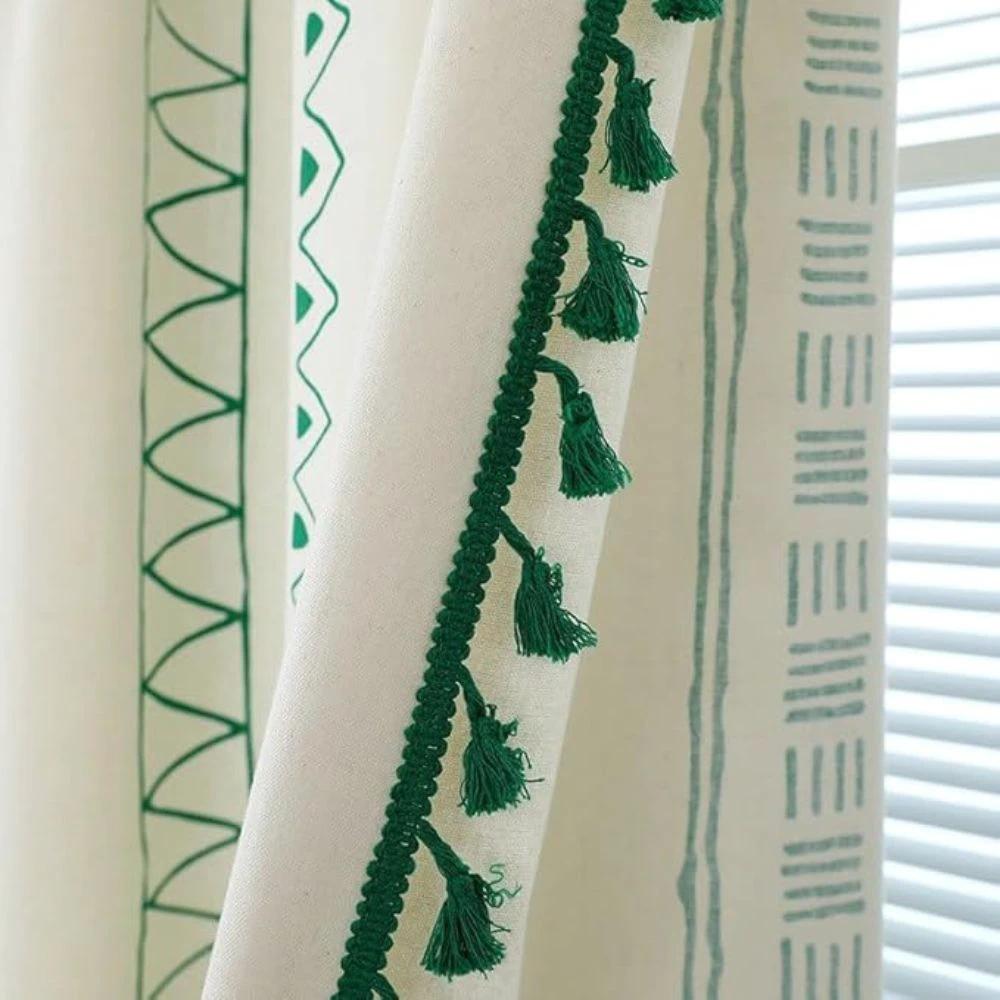 Emerald Tribe Boho Tassel Curtain by Casa & Beyond