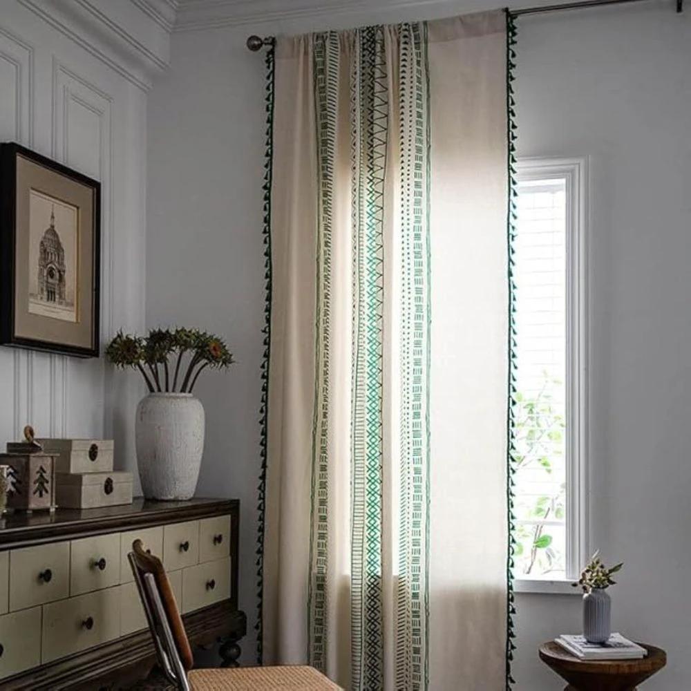 Emerald Tribe Boho Tassel Curtain by Casa & Beyond