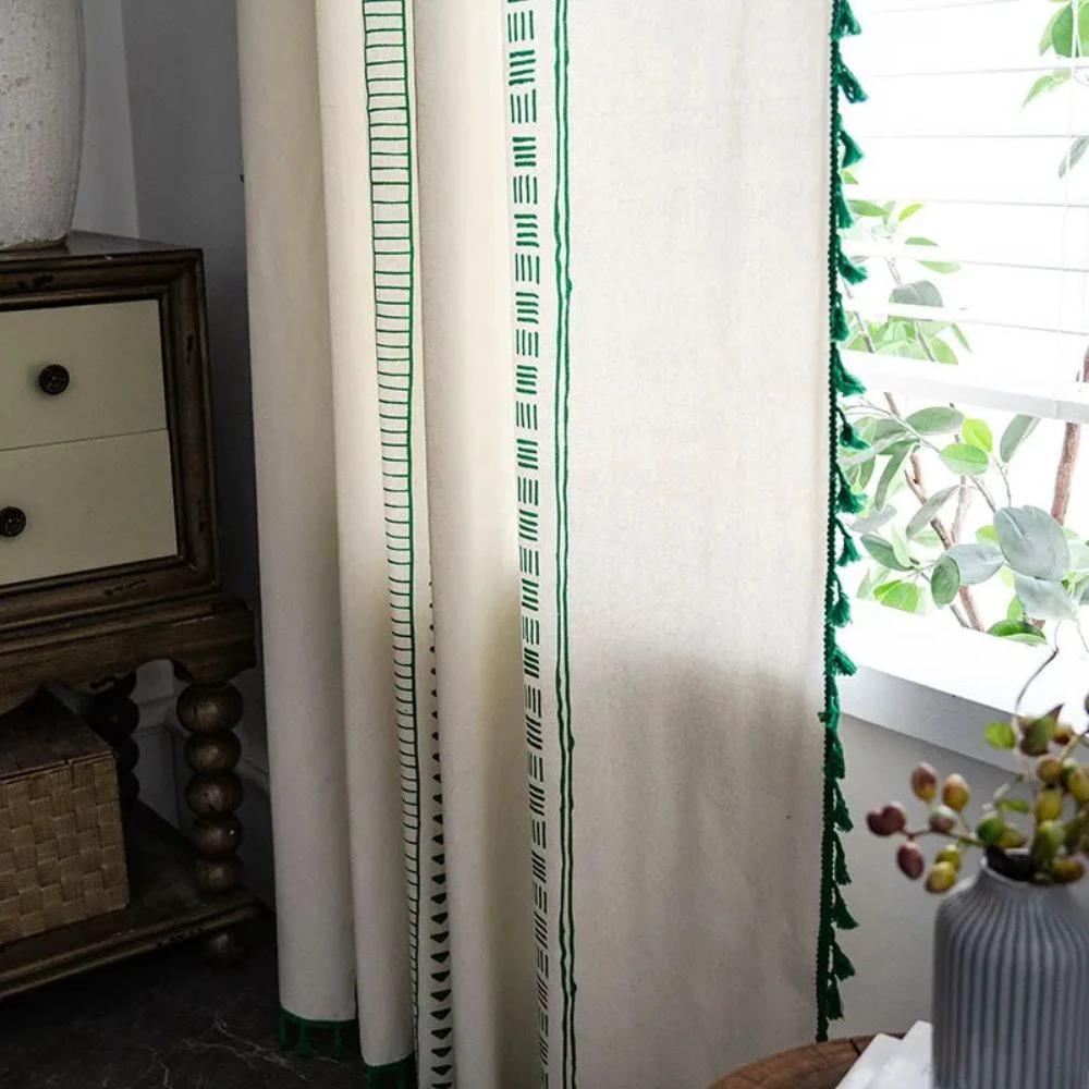 Emerald Tribe Boho Tassel Curtain by Casa & Beyond
