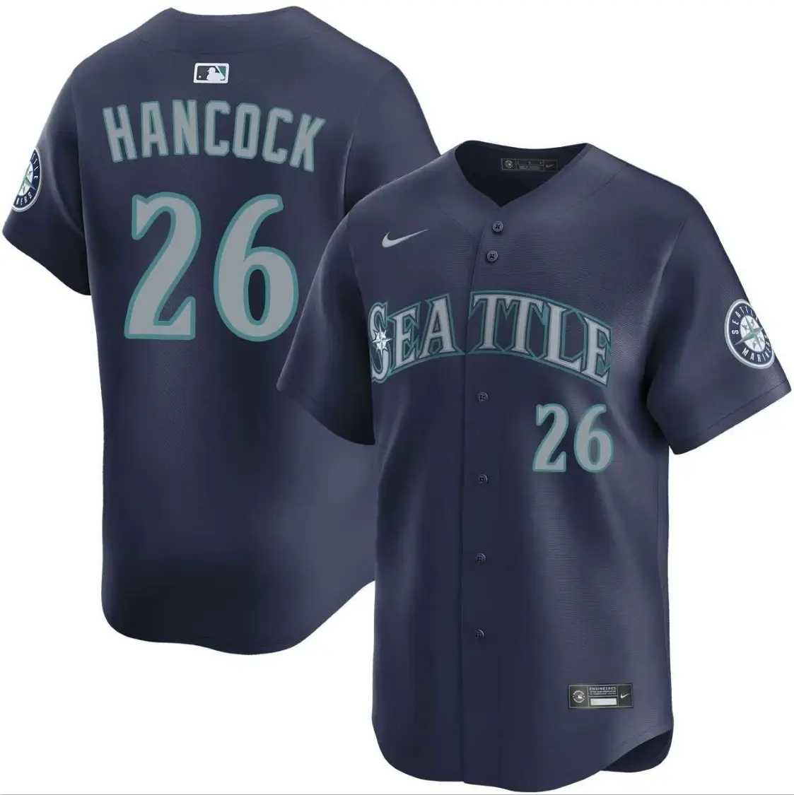 Emerson Hancock Jersey #26 Mariners Vapor Premier Limited All Stitched by My Store