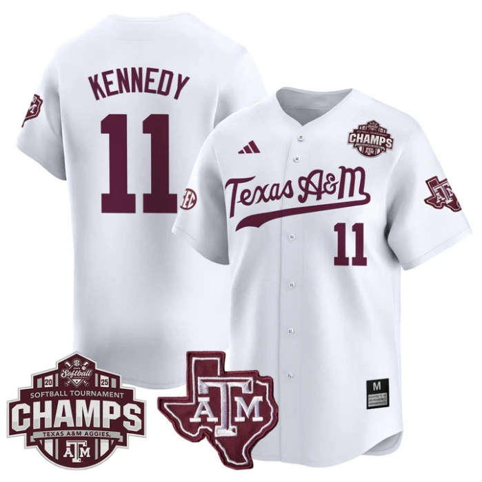 Emiley Kennedy Jersey #11 Texas A&M Aggies 2025 SEC Champions Patch Limited Stitched White by My Store