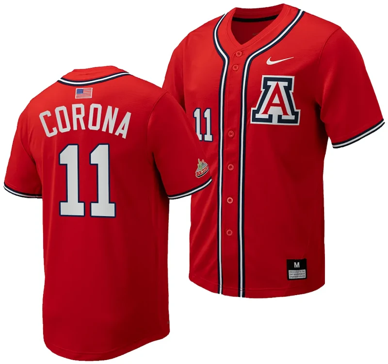 Emilio Corona Jersey #11 Arizona Wildcats Replica Baseball Full-Button Red by My Store