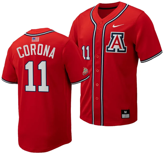 Emilio Corona Jersey #11 Arizona Wildcats Replica Baseball Full-Button Red by My Store