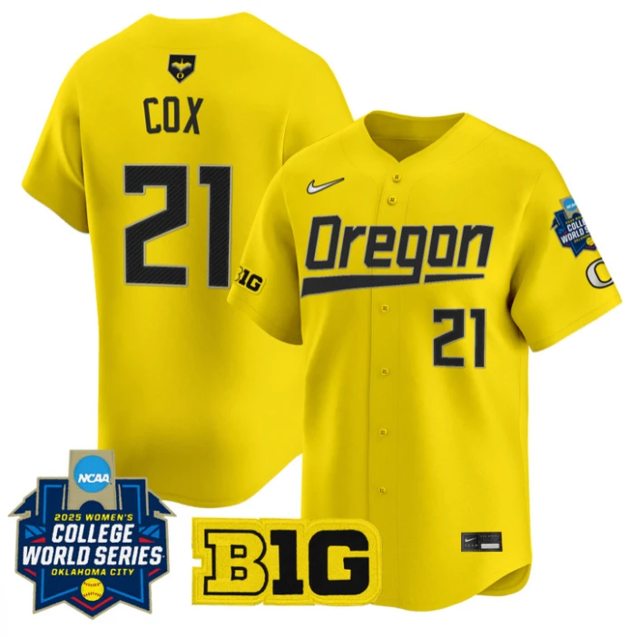 Emma Cox Jersey #21 Oregon Ducks Softball 2025 World Series Stitched Yellow by My Store