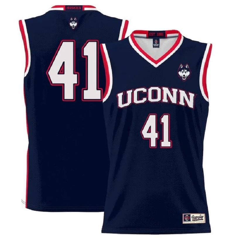 Emmett Hendry Jersey UConn Huskies College Basketball No Name Navy #41 by My store basketball