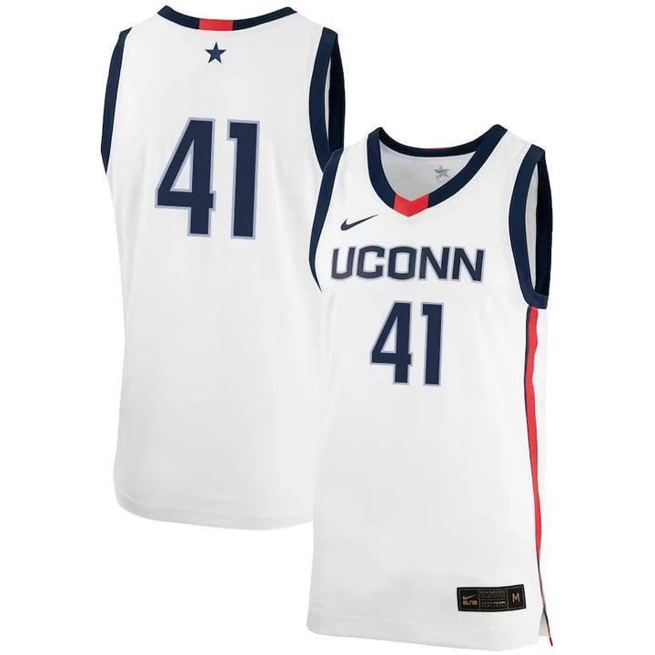 Emmett Hendry Jersey UConn Huskies College Basketball No Name White #41 by My store basketball