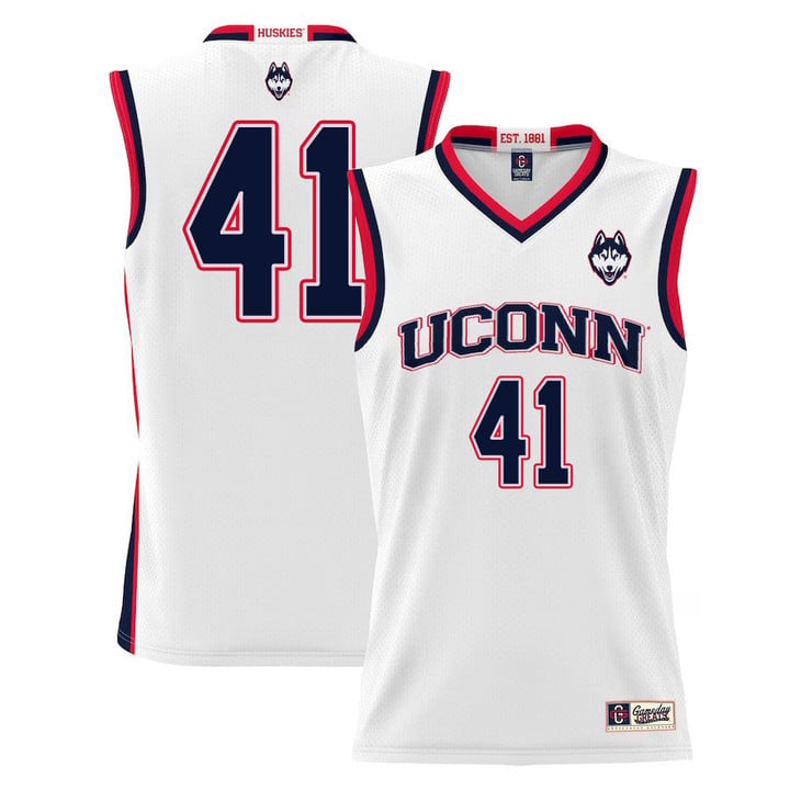 Emmett Hendry Jersey UConn Huskies College Basketball White #41 by My store basketball