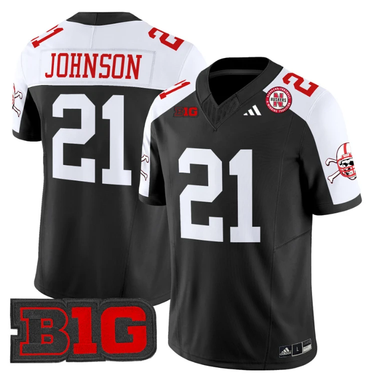 Emmett Johnson Jersey #21 Nebraska Cornhuskers 2024 Vapor V2 Football Black Alternate by My Store