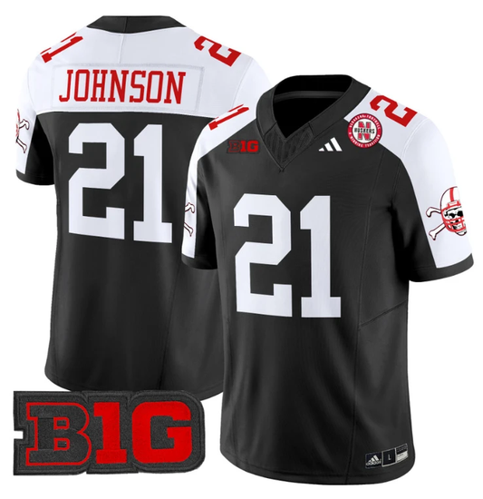 Emmett Johnson Jersey #21 Nebraska Cornhuskers 2024 Vapor V2 Football Black Alternate by My Store
