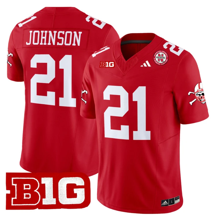 Emmett Johnson Jersey #21 Nebraska Cornhuskers 2024 Vapor V2 Football Red by My Store