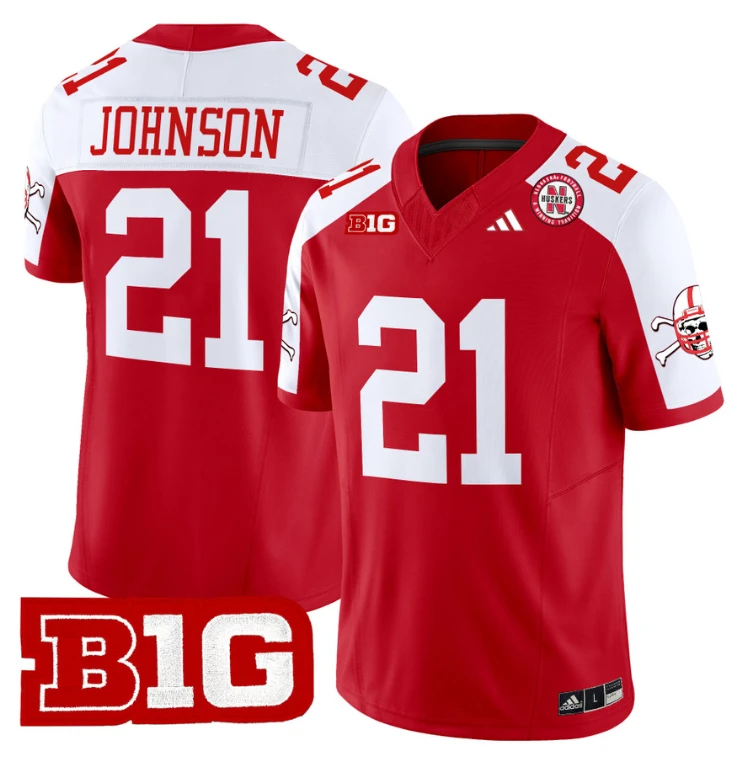 Emmett Johnson Jersey #21 Nebraska Cornhuskers 2024 Vapor V2 Football Red Alternate by My Store
