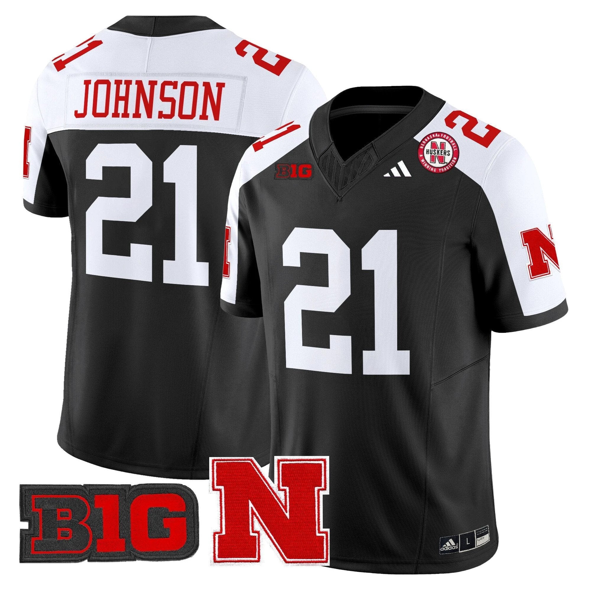 Emmett Johnson Jersey #21 Nebraska Cornhuskers 2025 Stitched Black Alternate by NCAA Football Jersey