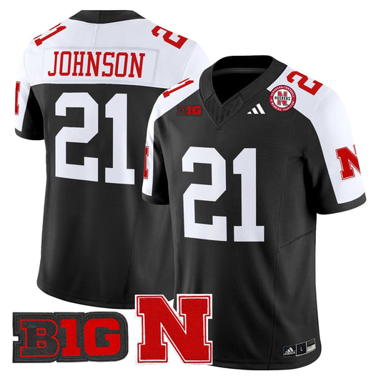 Emmett Johnson Jersey #21 Nebraska Cornhuskers 2025 Stitched Black Alternate by NCAA Football Jersey