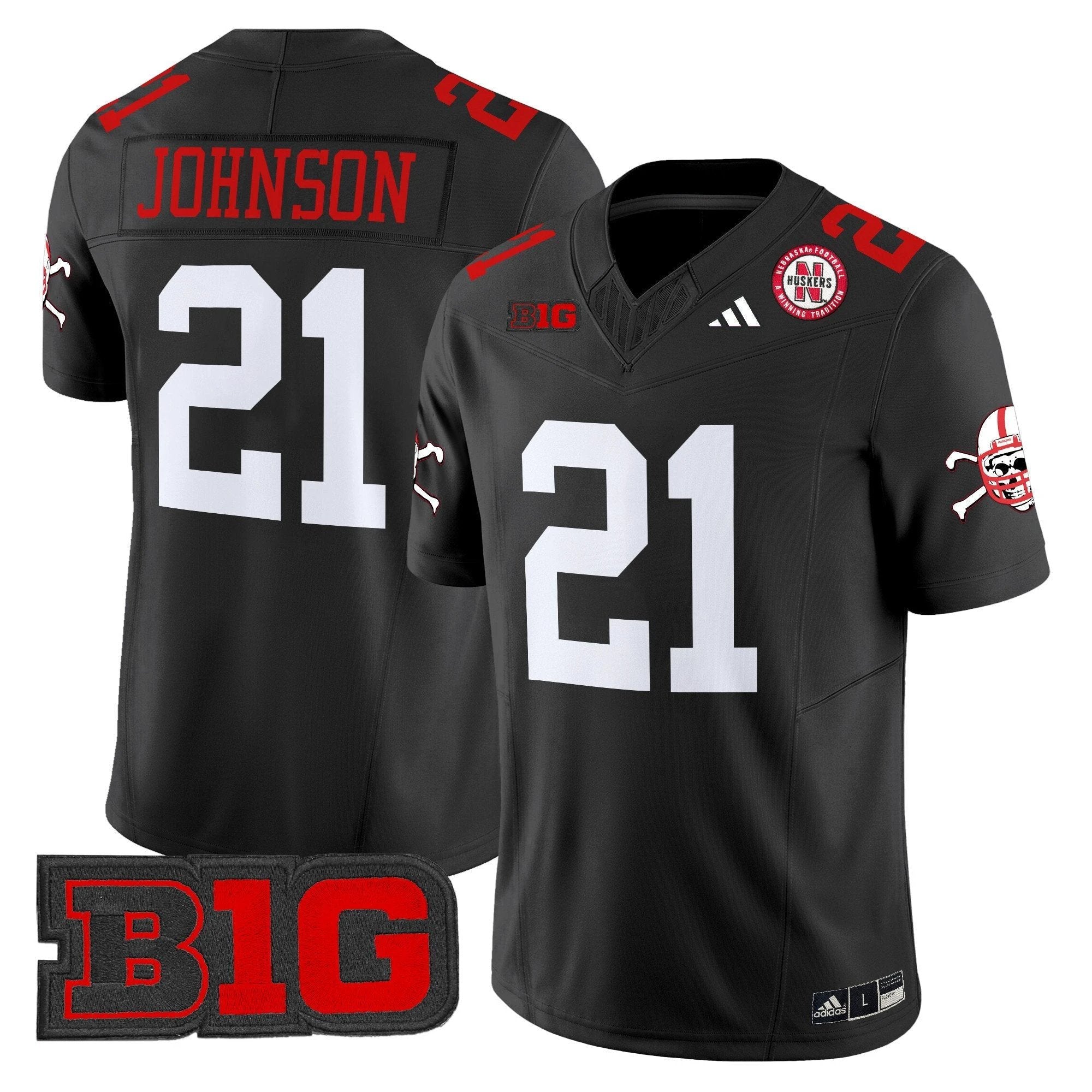 Emmett Johnson Jersey #21 Nebraska Cornhuskers 2025 Stitched Black by My Store