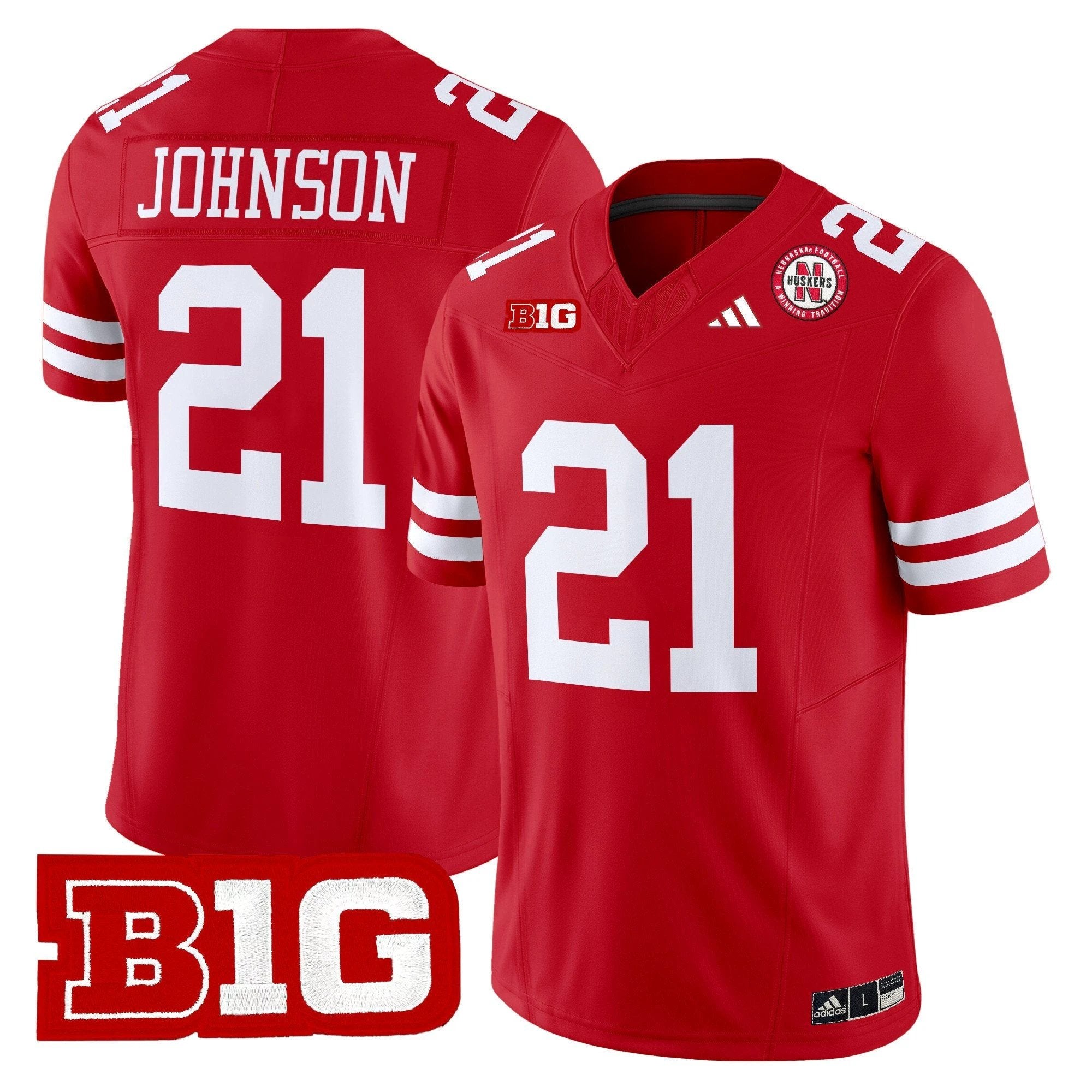 Emmett Johnson Jersey #21 Nebraska Cornhuskers 2025 Stitched Scarlet by NCAA Football Jersey