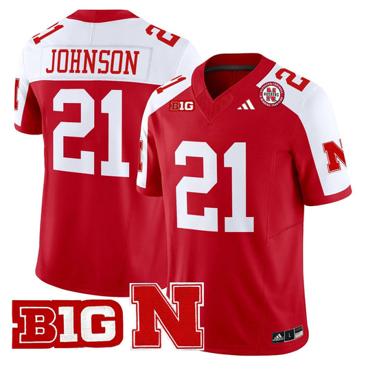 Emmett Johnson Jersey #21 Nebraska Cornhuskers 2025 Stitched Scarlet Alternate by My Store