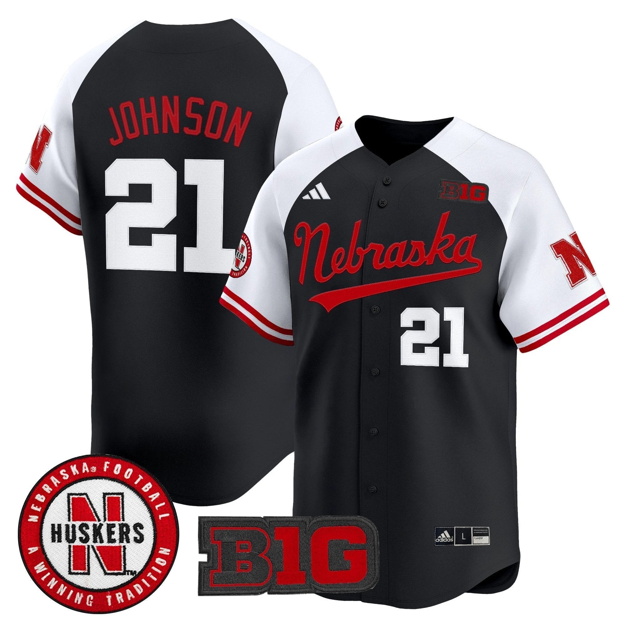 Emmett Johnson Jersey #21 Nebraska Cornhuskers 2025 Vapor Baseball Alternate by My Store