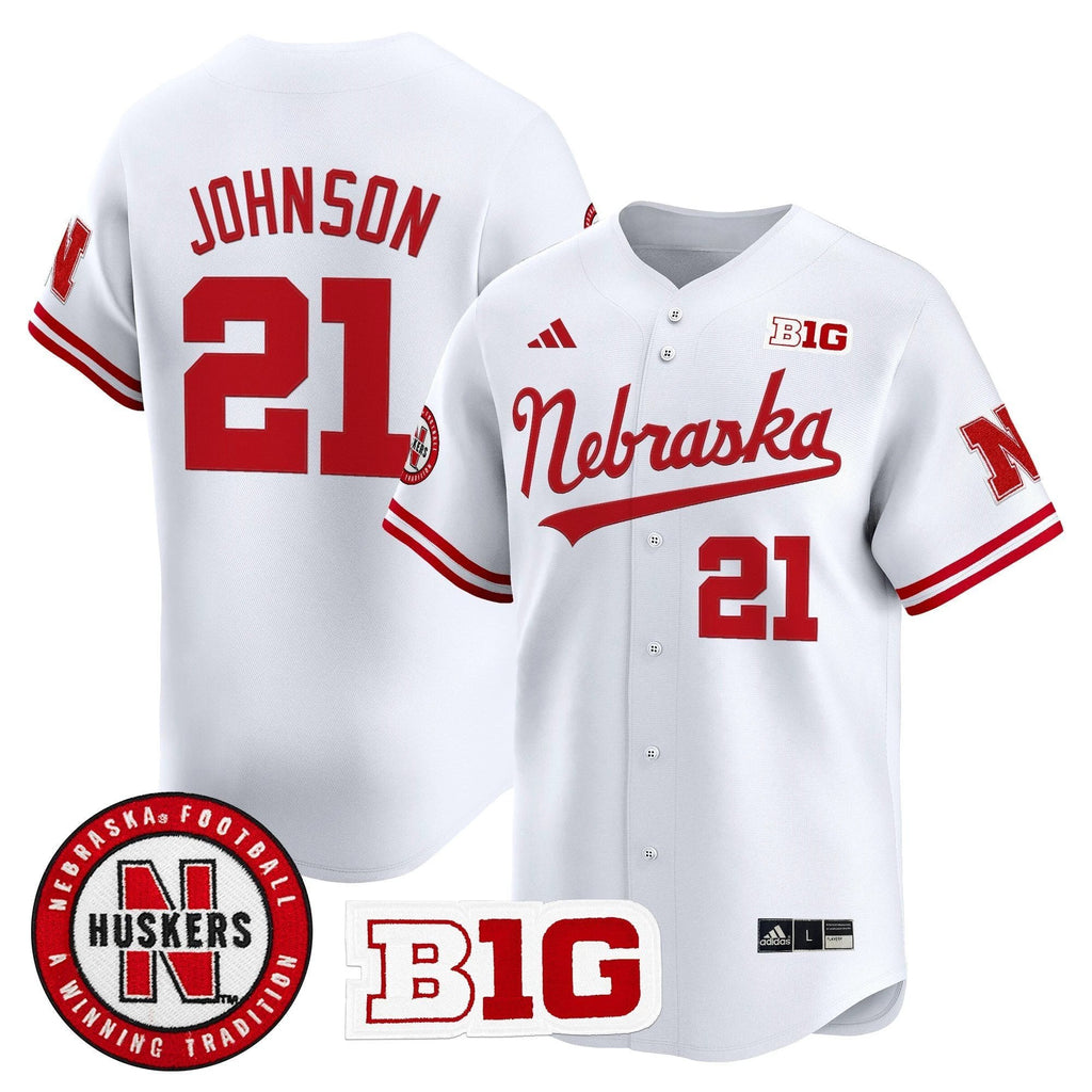 Emmett Johnson Jersey #21 Nebraska Cornhuskers 2025 Vapor Baseball White by My Store
