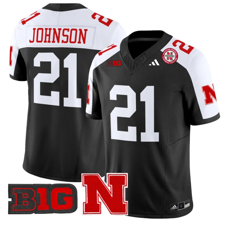 Emmett Johnson Jersey #21 Nebraska Cornhuskers Vapor Limited Football Black Alternate by My Store