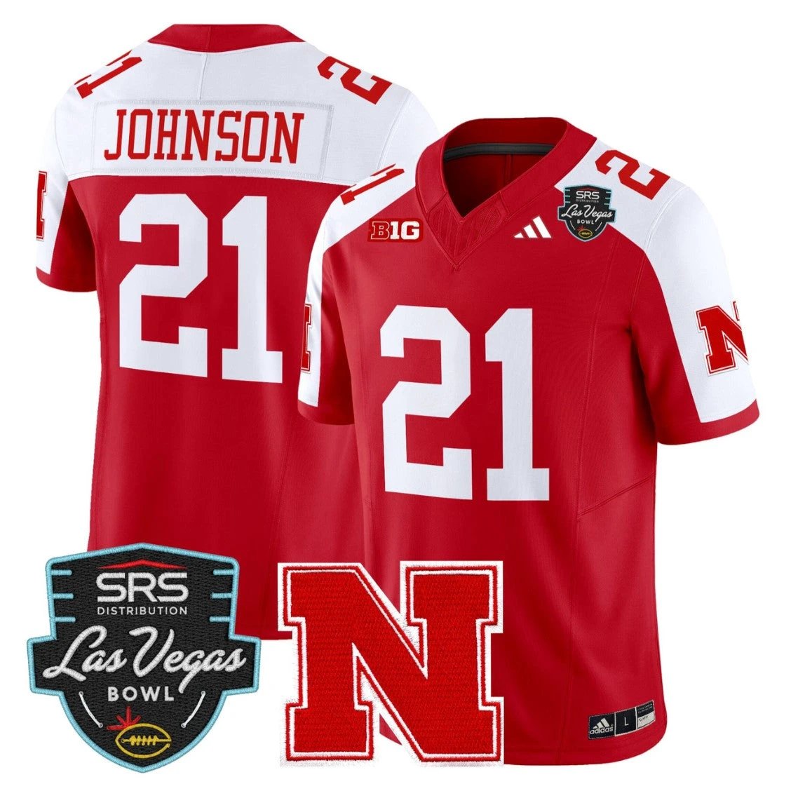 Emmett Johnson Jersey #21 Nebraska Cornhuskers 2025 Las Vegas Bowl by My Store NCAA Football Jerseys