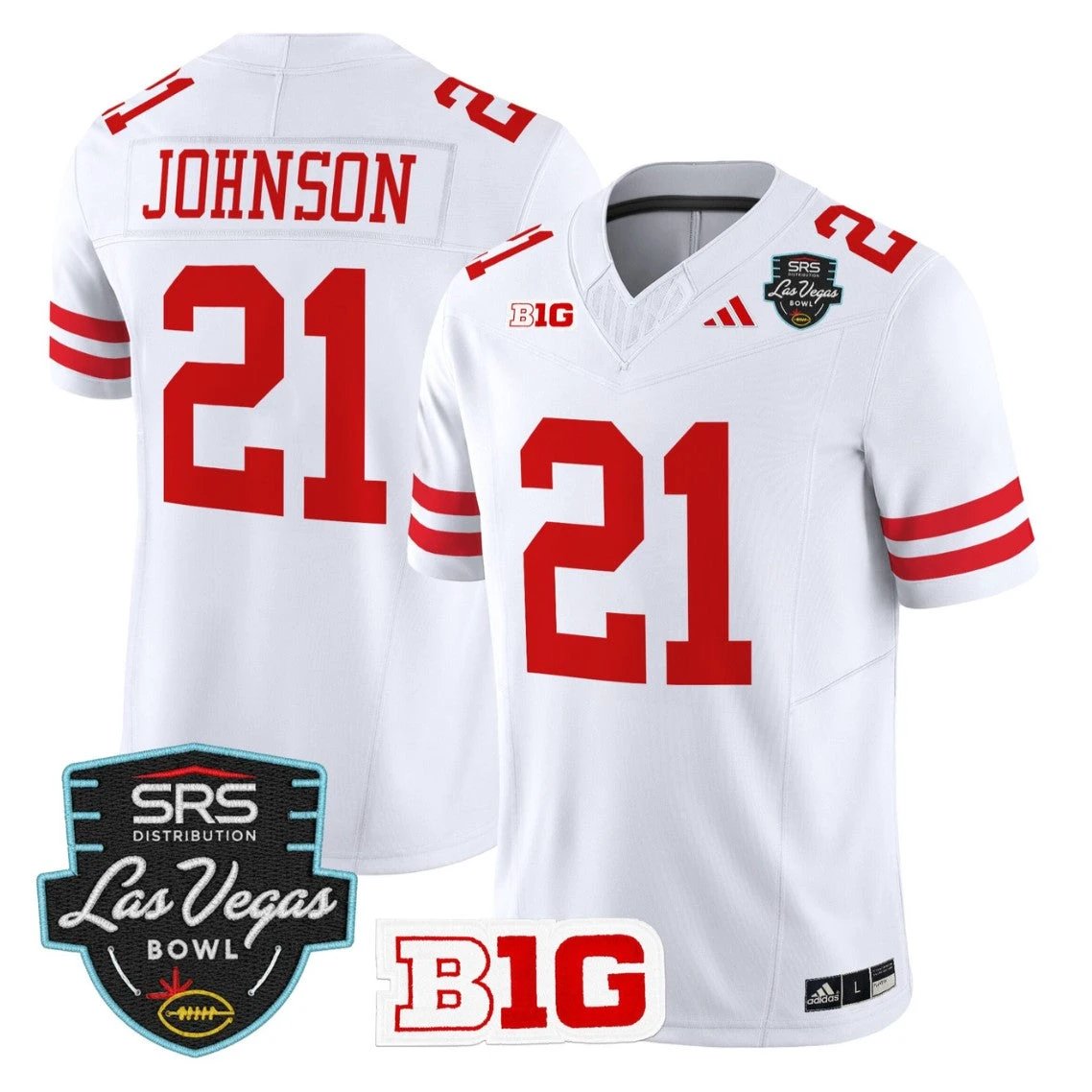 Emmett Johnson Jersey #21 Nebraska Cornhuskers 2025 Las Vegas Bowl by My Store NCAA Football Jerseys