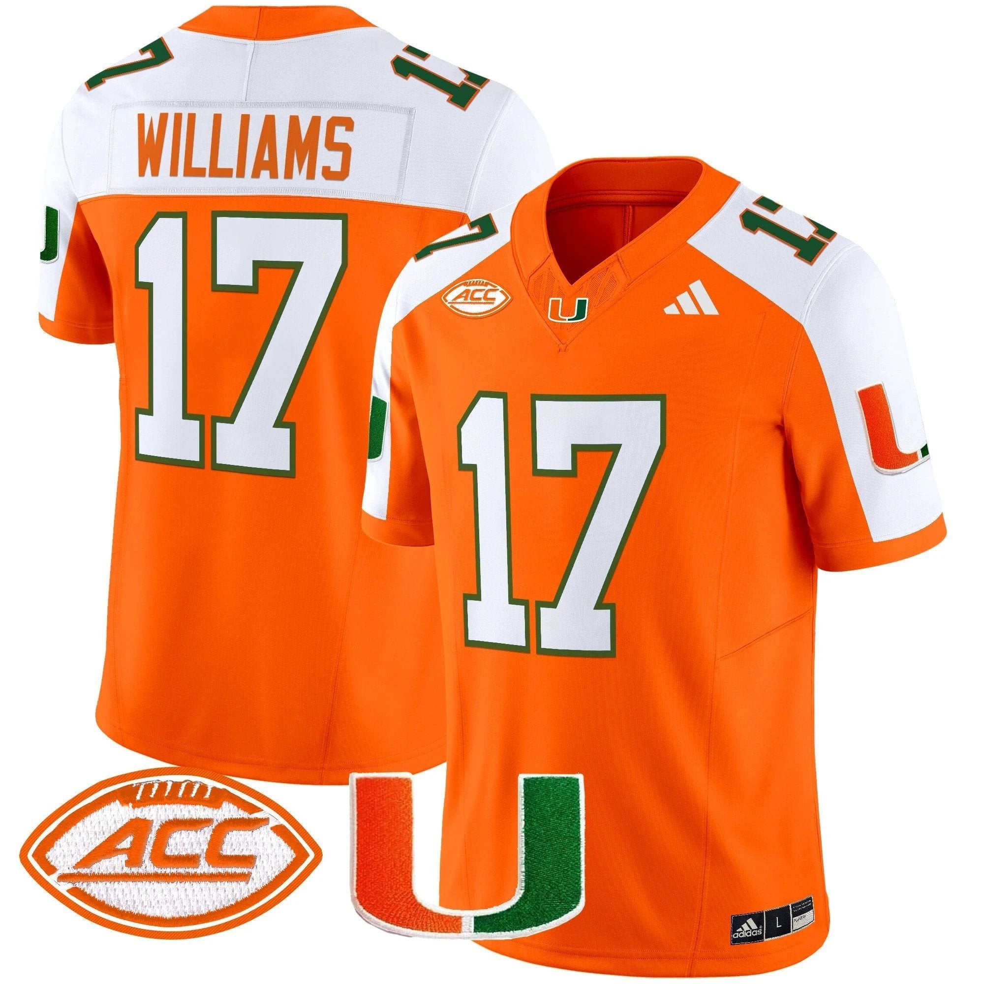 Emory Williams Jersey #17 Miami Hurricanes 2025 Limited Stitched Orange Alternate by My Store