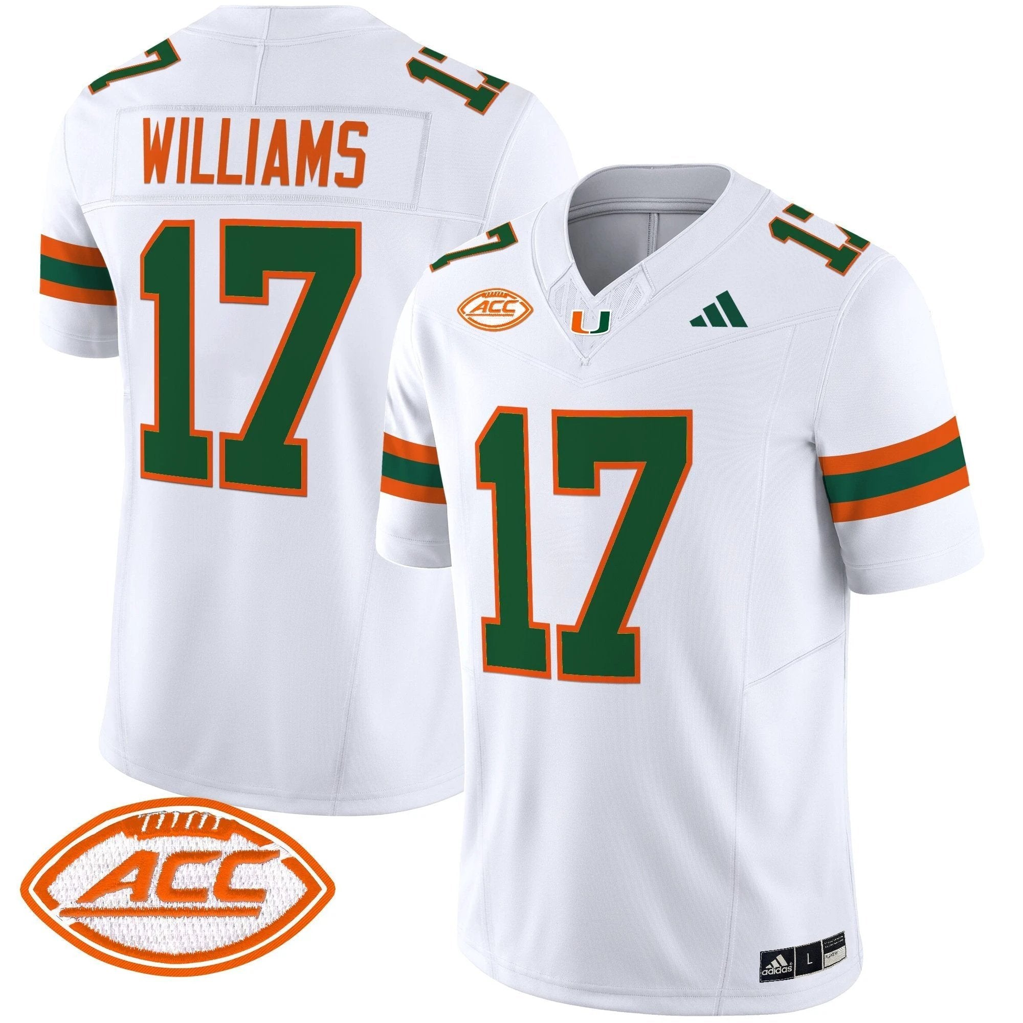 Emory Williams Jersey #17 Miami Hurricanes 2025 Limited Stitched White by My Store