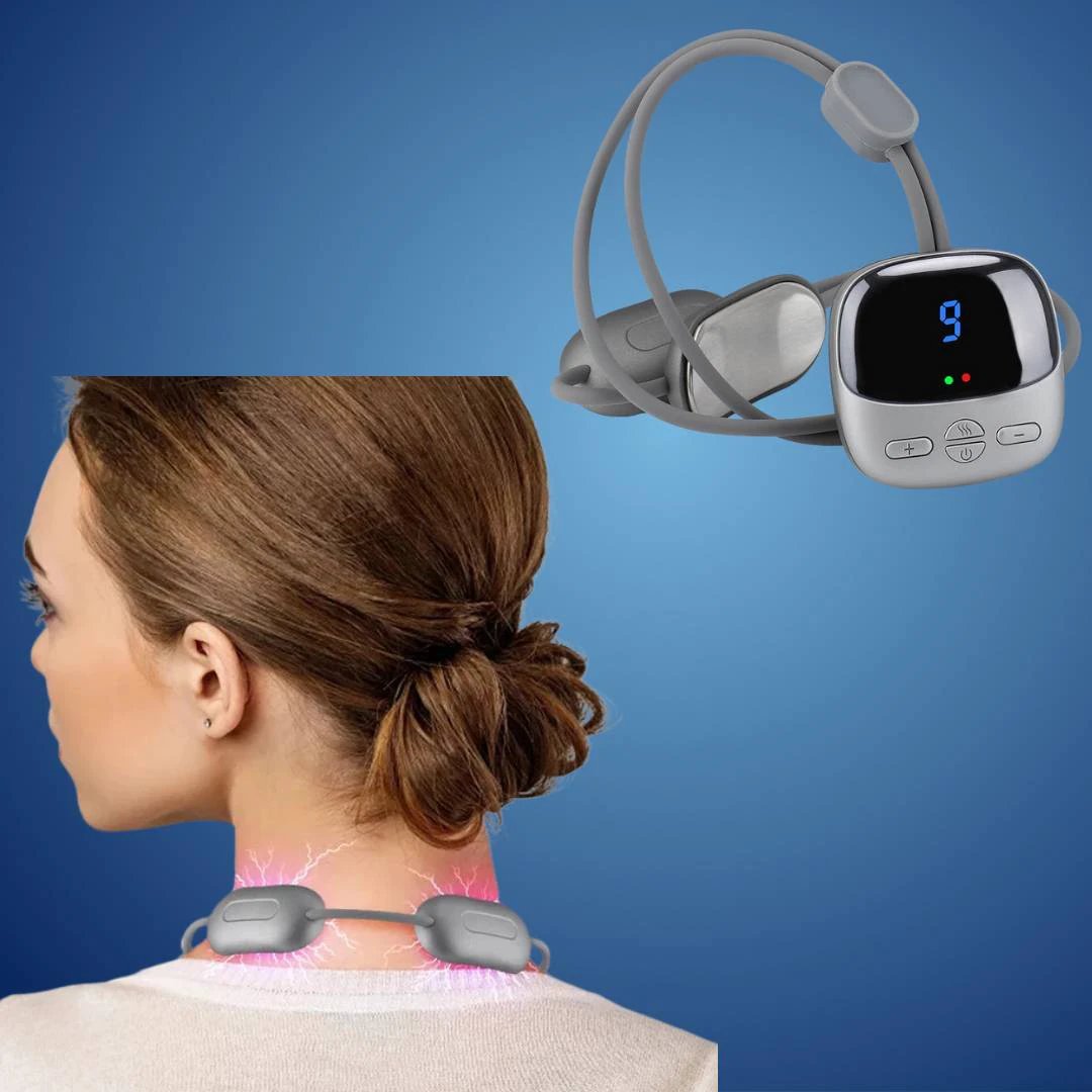 NeckEasePro Portable EMS Cervical Spine Massager | Pain Relief for Neck and Shoulder Tension - Muscle Relaxation Bowlift by Bowlift