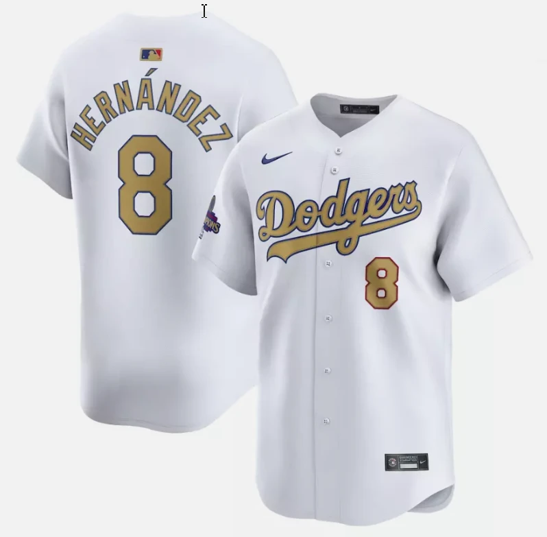 Enrique Hernández Jersey #8 Dodgers White 2025 Gold Collection Limited Stitched by My Store