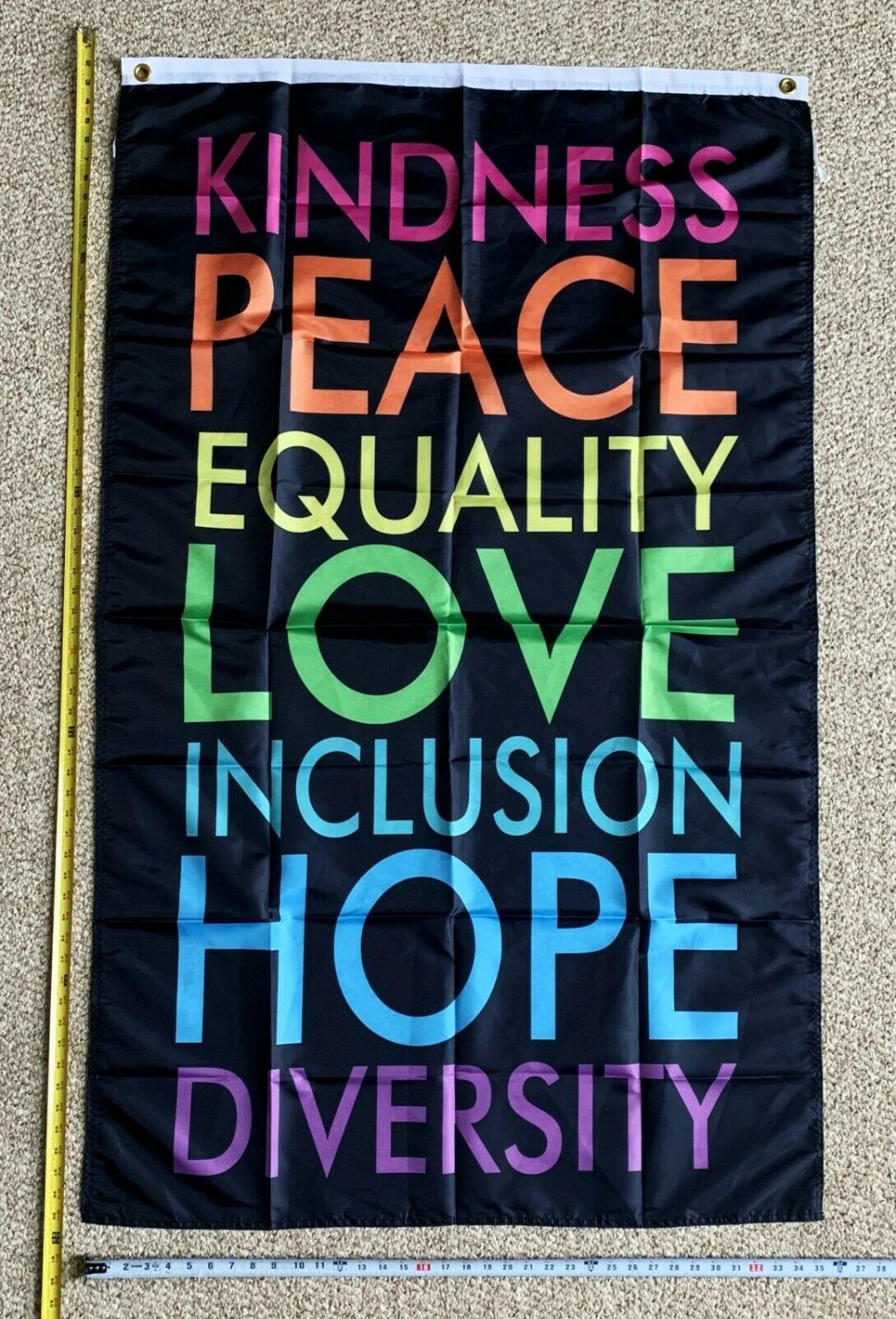 Equality Flag Kindness Peace Love Hope List USA Sign Poster 3x5' by flagsjustdoit