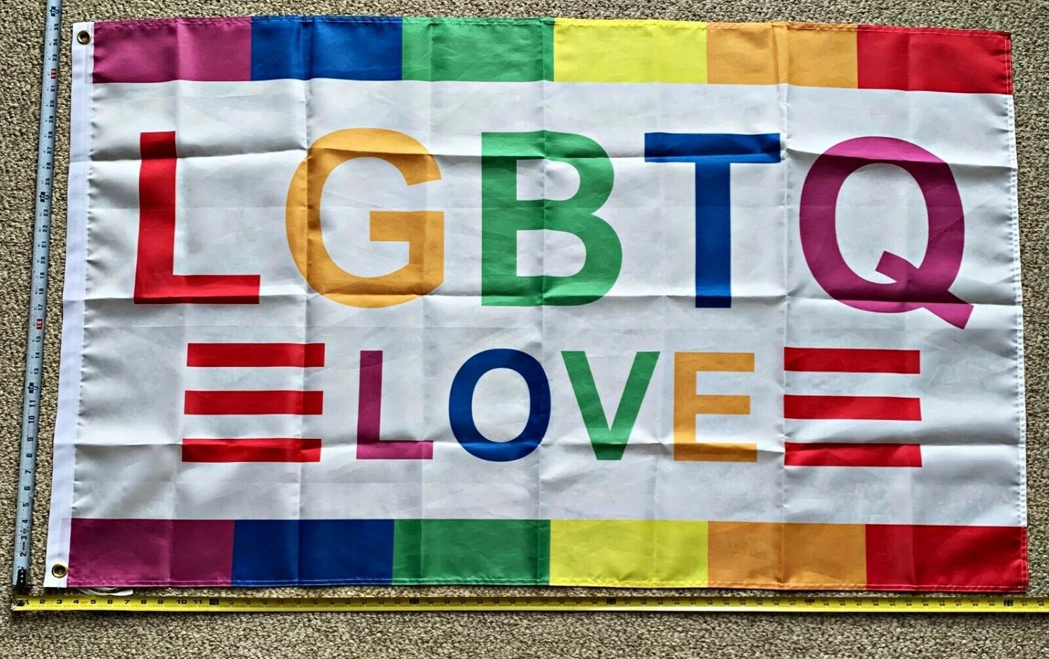 Equality Flag LGBTQ Love Peace Happy Freedom USA Sign Poster 3x5' by flagsjustdoit