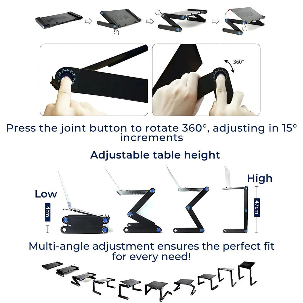 ErgoElevate Adjustable Laptop Stand | for Bed - Couch - Desk - Cooling Function for Comfort and Productivity Bowlift by Bowlift