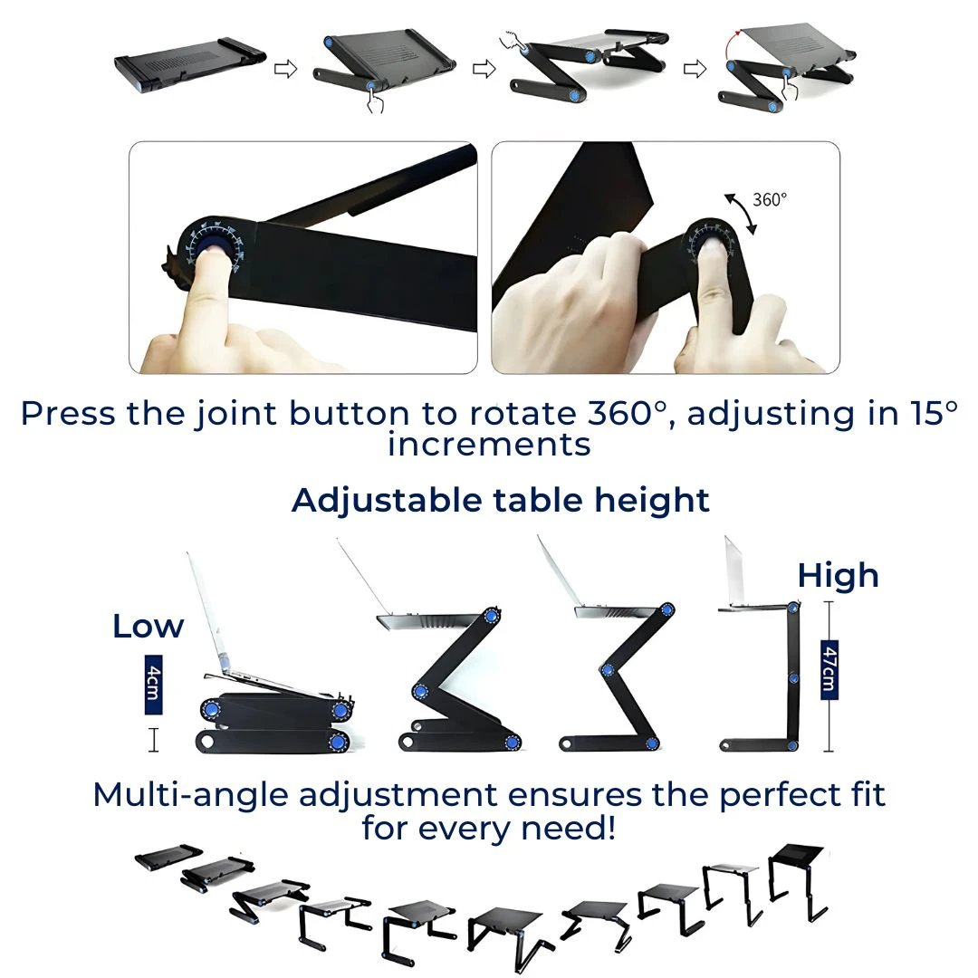 ErgoElevate Adjustable Laptop Stand | for Bed - Couch - Desk - Cooling Function for Comfort and Productivity Bowlift by Bowlift